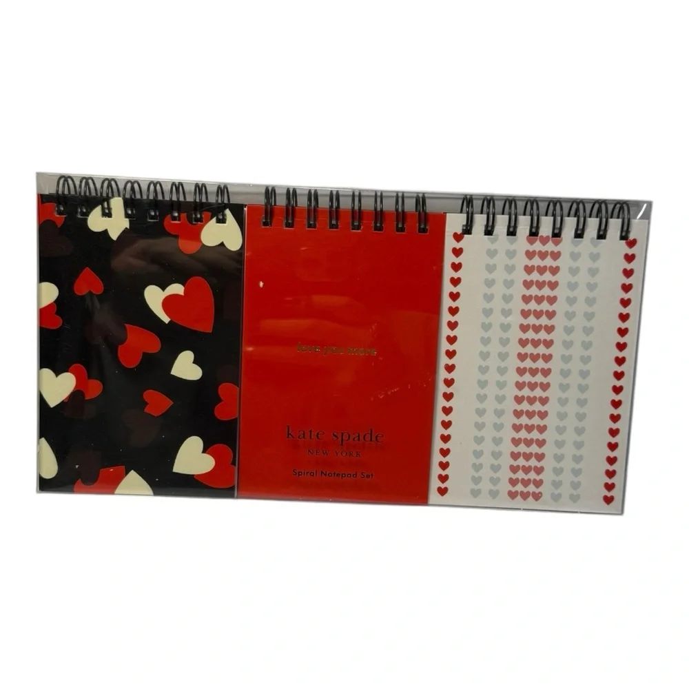 Kate Spade New York Love You More Spiral Notepad Set of 3 Hearts NEW